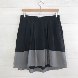 Madewell black gray silk blend pleated skirt